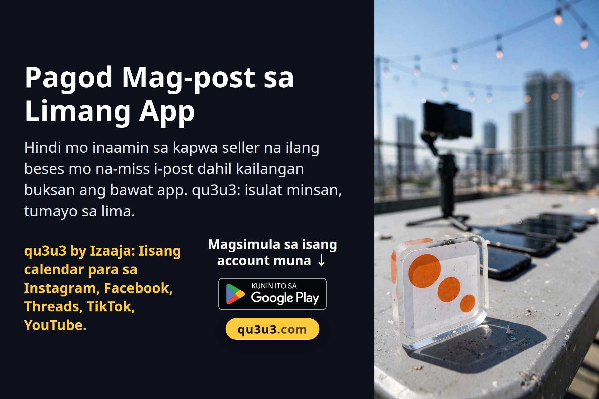 Pagod Mag-post sa Limang App? Isang Page Lang Gamit ang qu3u3