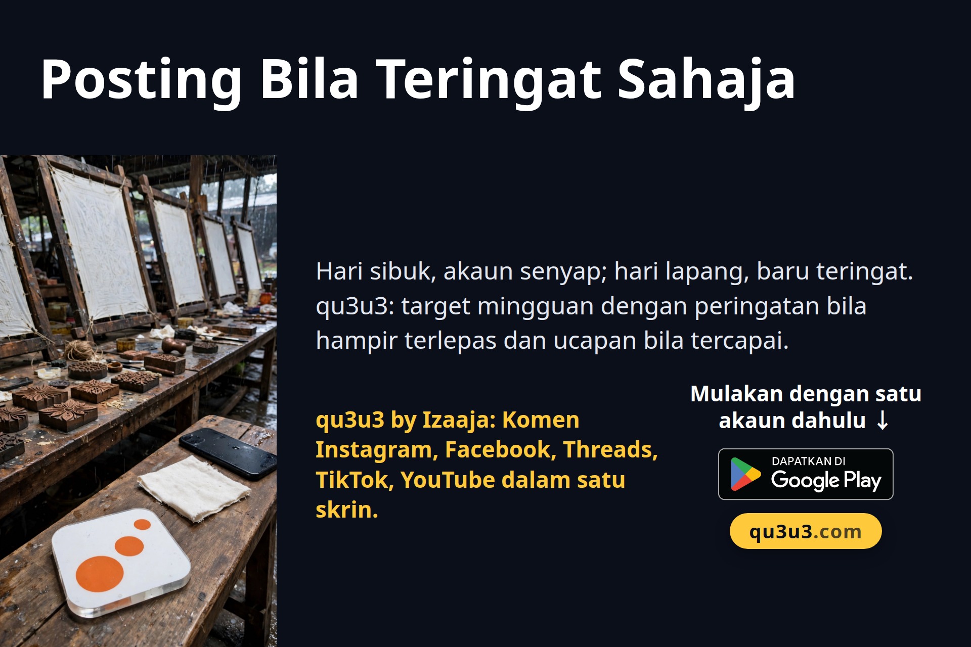 Lima Kebiasaan Kecil Urus Media Sosial Perniagaan, Diringankan oleh qu3u3 by Izaaja