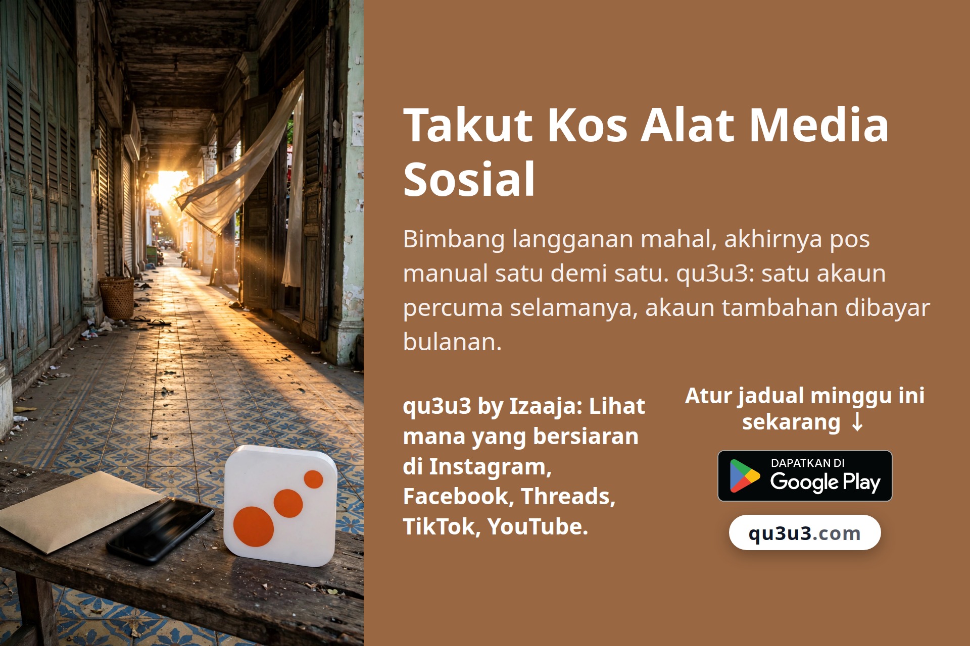 Takut Kos Alat Media Sosial