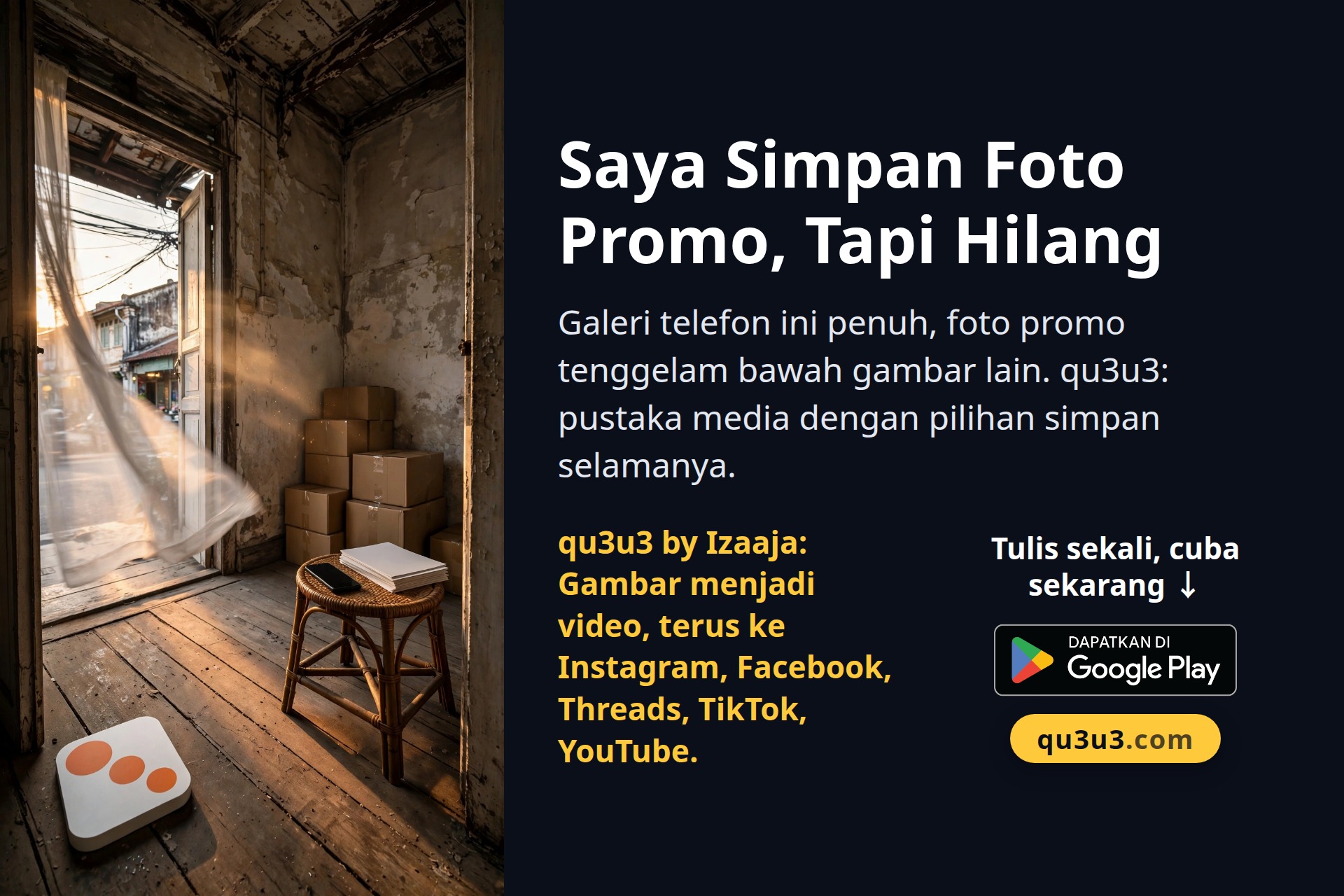 Satu Pos, Lima Kali Muat Naik: Cara Lebih Ringan dengan qu3u3 by Izaaja